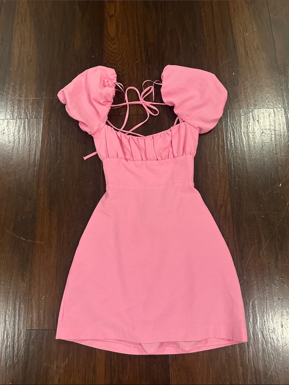 Zara Pink Puff-Sleeve Mini Dress